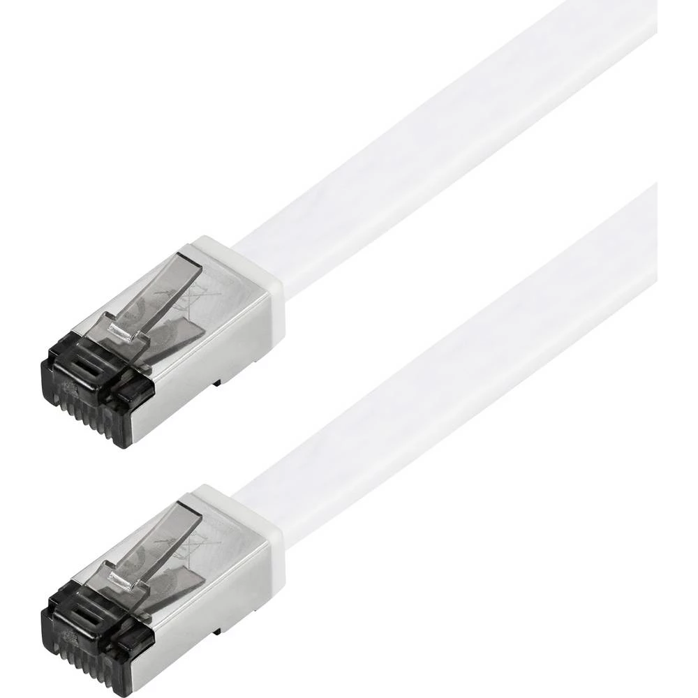 Maxtrack TI56-5L RJ45 mrežni kabel, Patch kabel CAT 8.1 U/FTP 5 m bijela plosnati 1 kom. slika