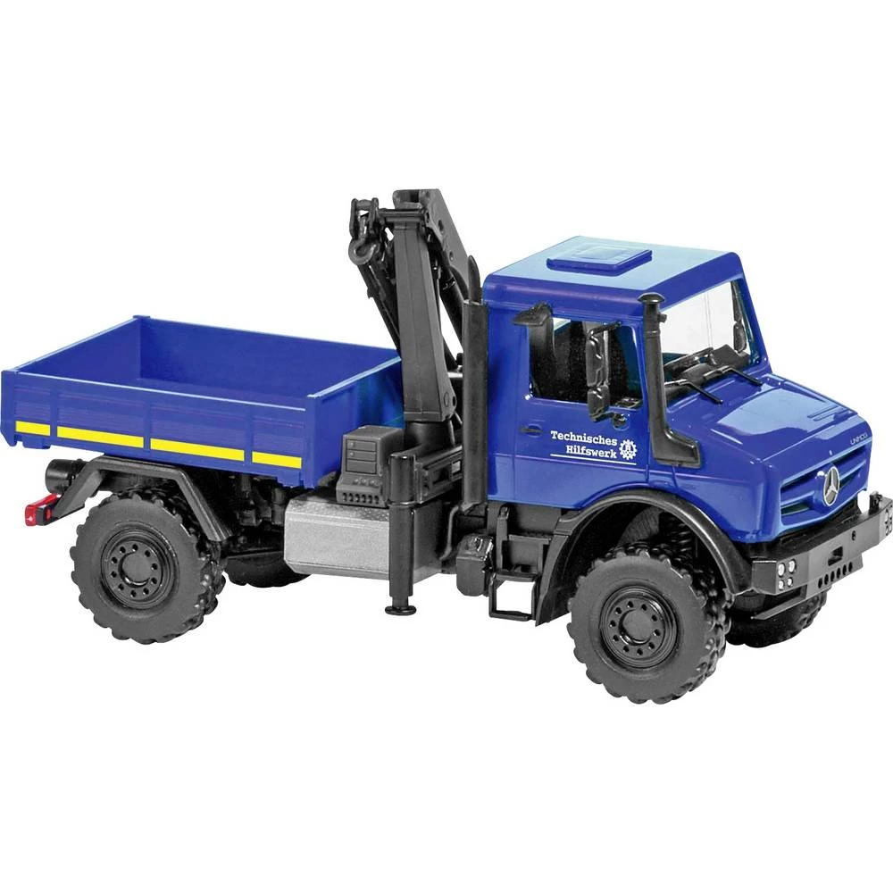 Busch 51027 h0 Mercedes Benz Unimog U 5023, THW s dizalicom slika