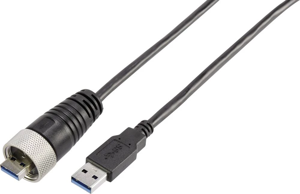 TRU COMPONENTS USB 3.0 Priključni kabel [1x Muški konektor USB 3.0 tipa A - 1x Muški konektor USB 3.0 tipa A] 2 m Crna Vodootpor slika