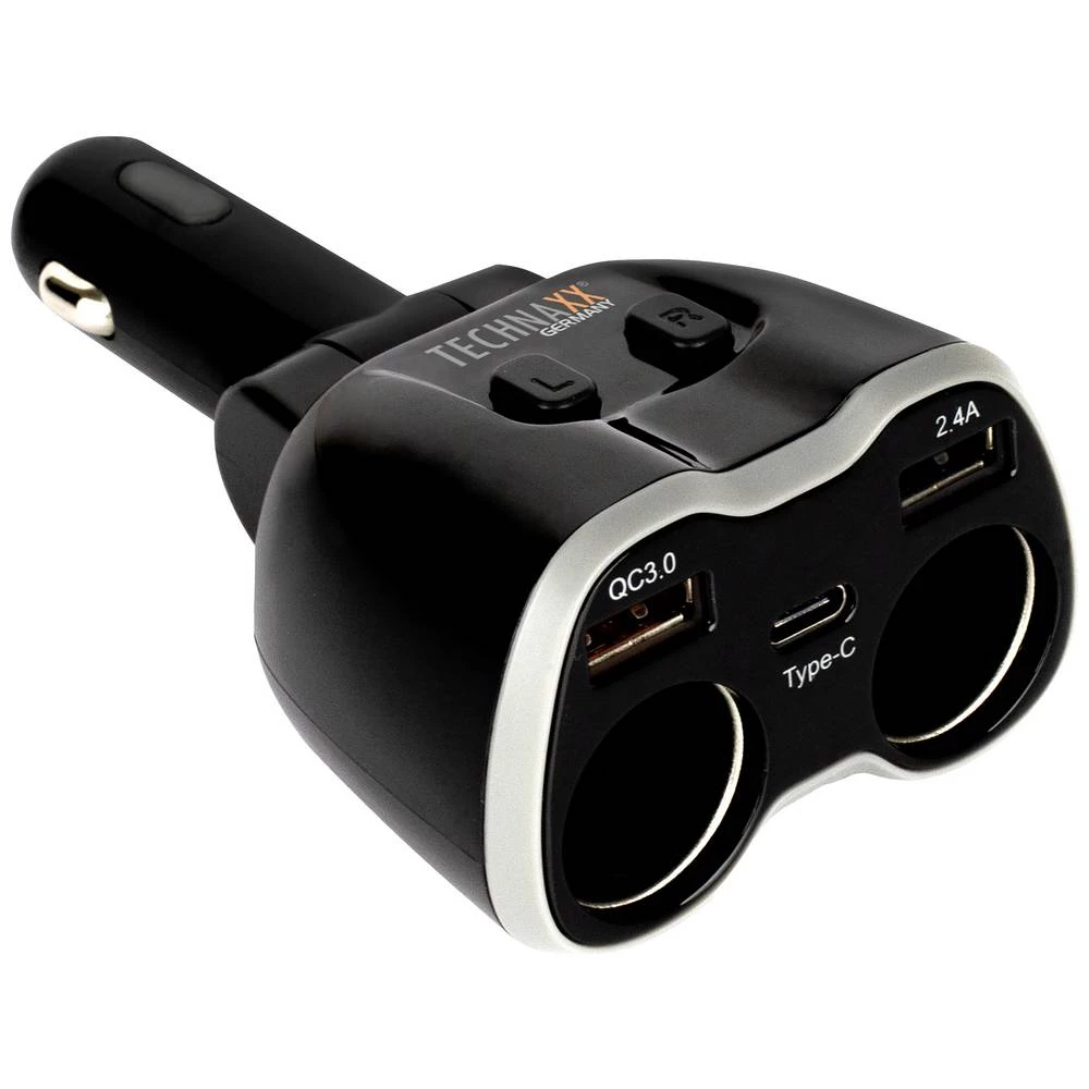 Technaxx 4915 TX-163  razdjelnik za cigaretni upaljač  Broj standardnih spojnica 0 x Broj spojnica za cigaretni upaljač 2 x Sučelje: USB 3 x Opteretivost struje, maks. 10 A slika