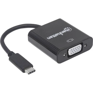USB / VGA Adapter [1x USB 3.1 muški konektor AC - 1x Ženski konektor VGA] Crna Kodiran u boji, Fleksibilan, Zaštićen s folijom, slika