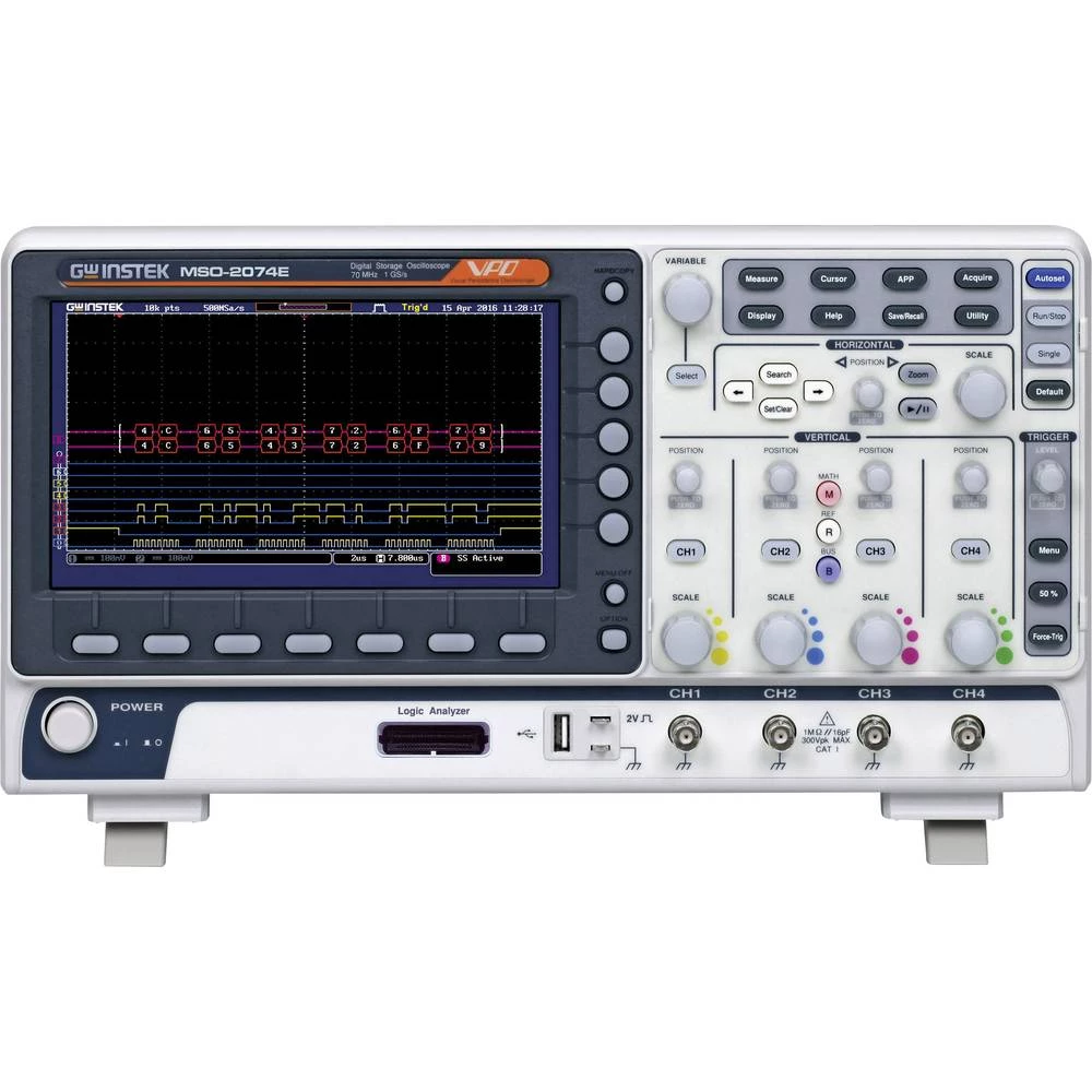 Digitalni osciloskop GW Instek MSO-2074E 70 MHz 20-kanalni 1 GSa/s 10 Mpts 8 Bit Digitalni osciloskop s memorijom (ODS), Mješovi slika