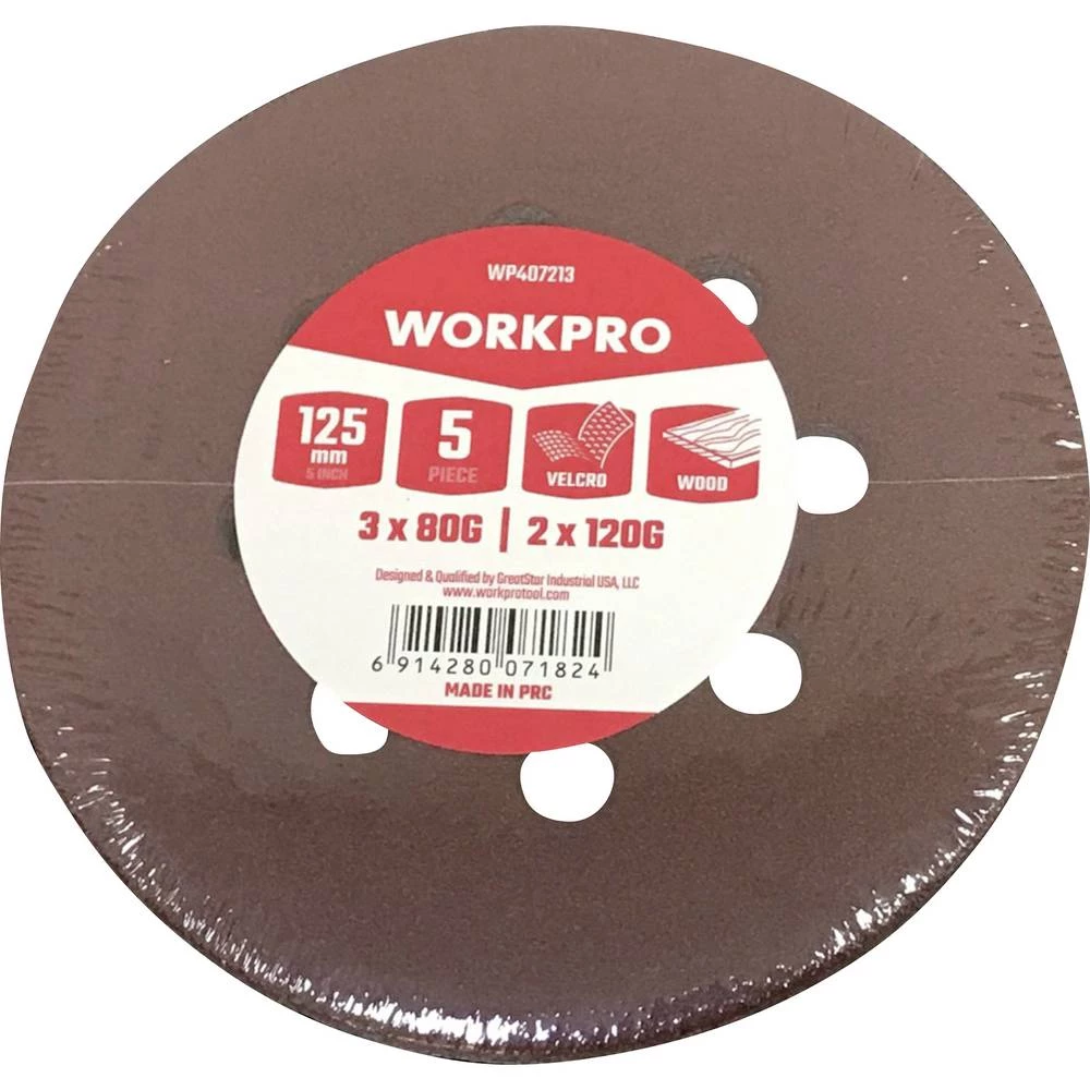 WorkPro WP407213 brusni papir za brusnu ploču (Ø) 125 mm 5 kom. slika