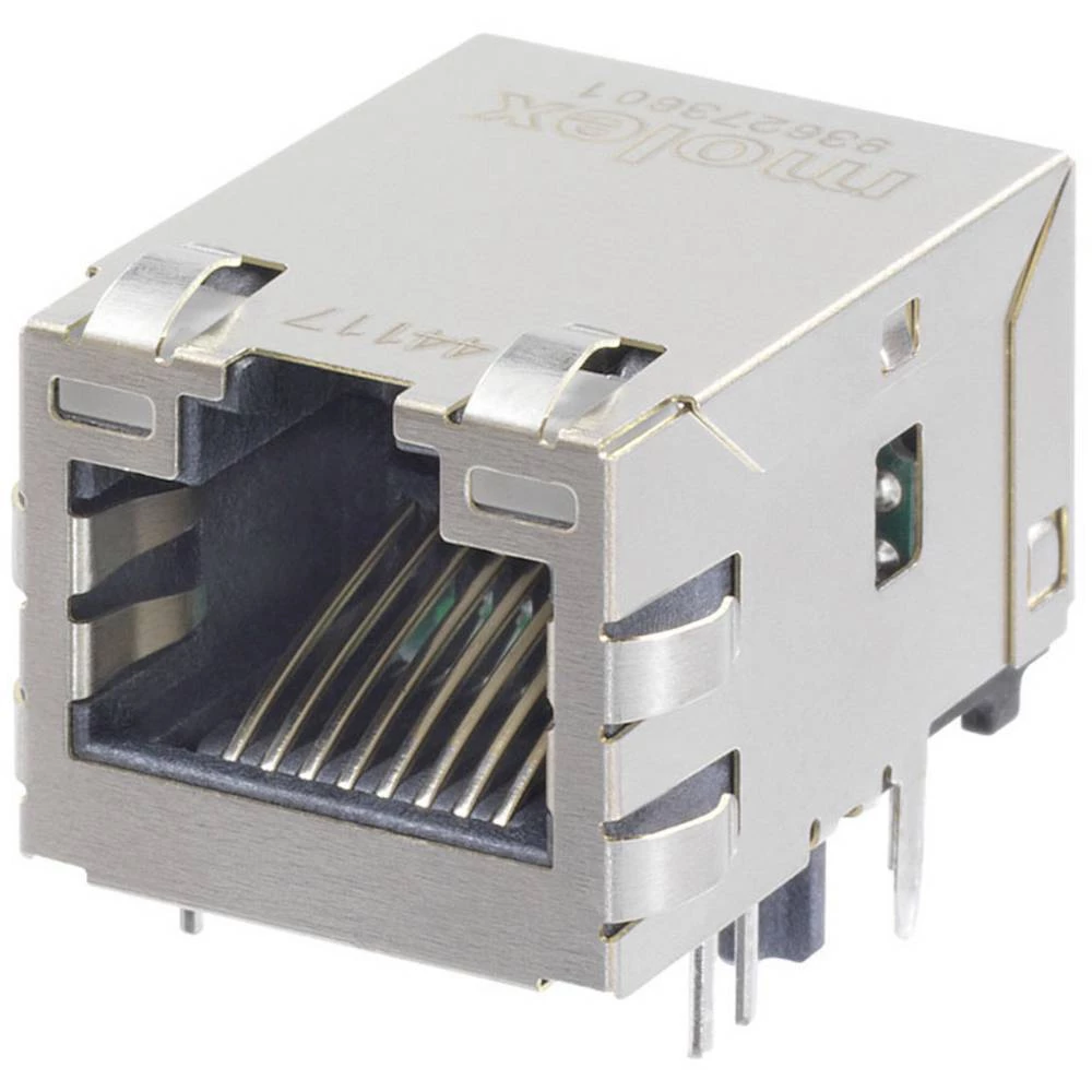 Molex 936273608 MXMag Gigabit Ethernet 8 Core Non-PoE Single-Port RJ45 Connector, 21.40mm Depth, 3.30mm Phy Pin Length, R slika