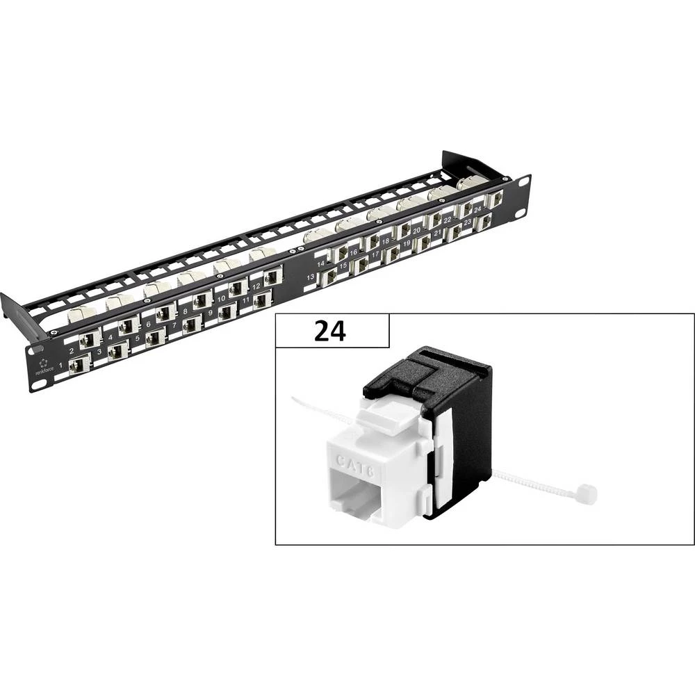 24 ulaza Mreža Patch panel Renkforce WF CAT 6A 1 HE slika