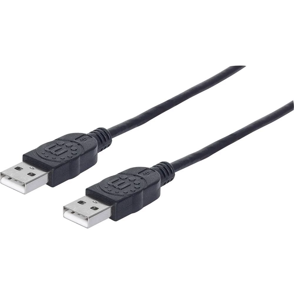 Manhattan USB 2.0 Priključni kabel [1x Muški konektor USB 2.0 tipa A - 1x Muški konektor USB 2.0 tipa A] 3 m Crna Zaštićen s fol slika