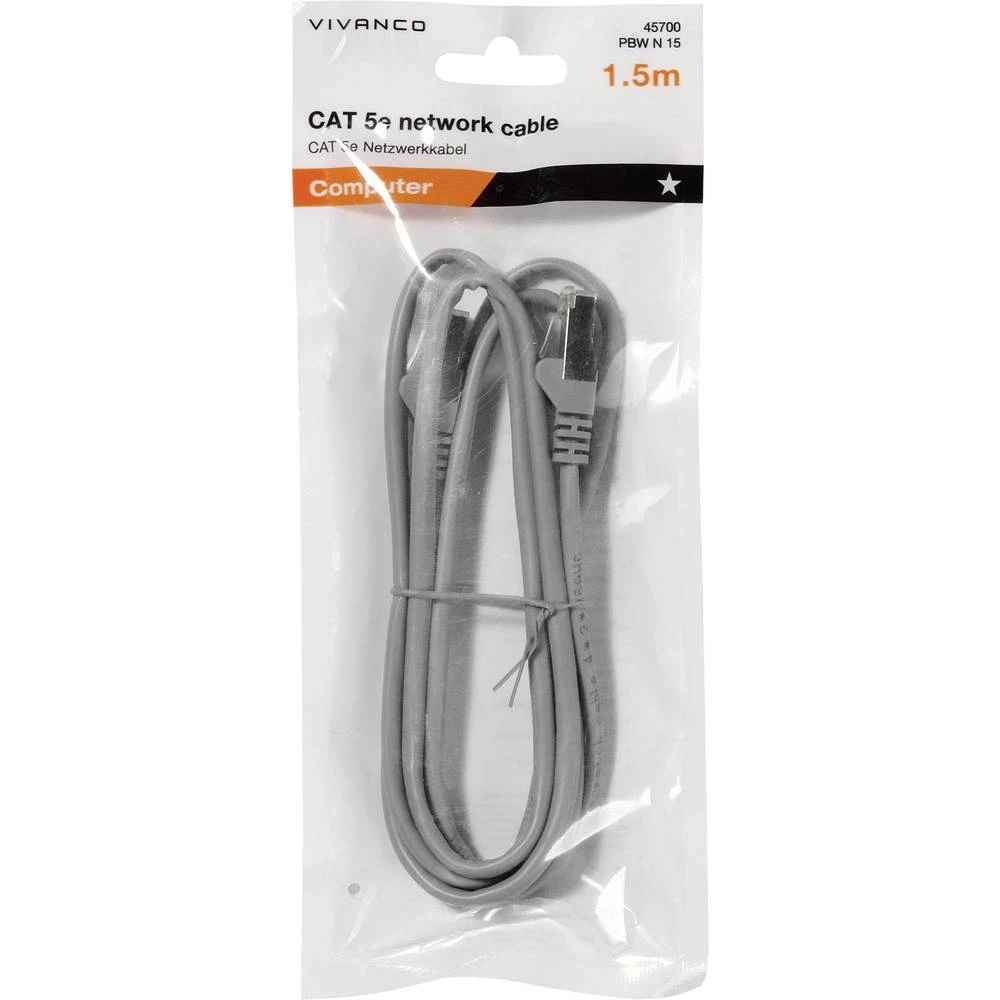 LAN (RJ45) Mreža Kabel CAT 5e F/UTP 1.5 m Siva Vivanco slika