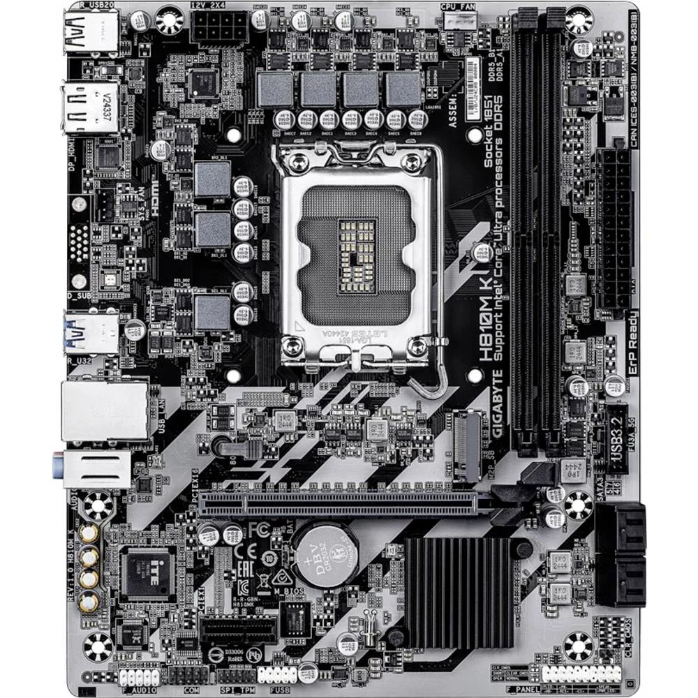 Gigabyte H810M K matična ploča Baza Intel® 1851 Faktor oblika (detalji) Micro-ATX Set čipova matične ploče Intel® H slika
