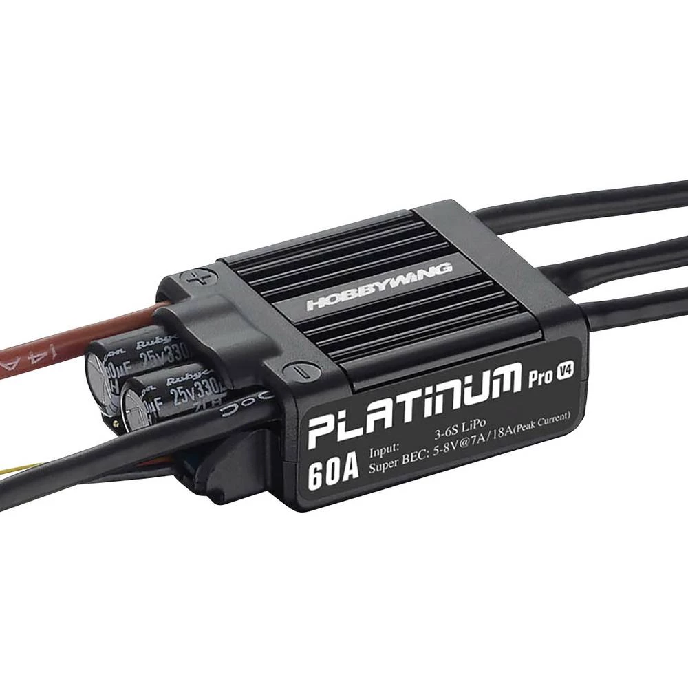 Regulator leta za Brushless modele aviona Hobbywing Platinum Pro 60A V4 Opteretivost (maks.): 80 A slika