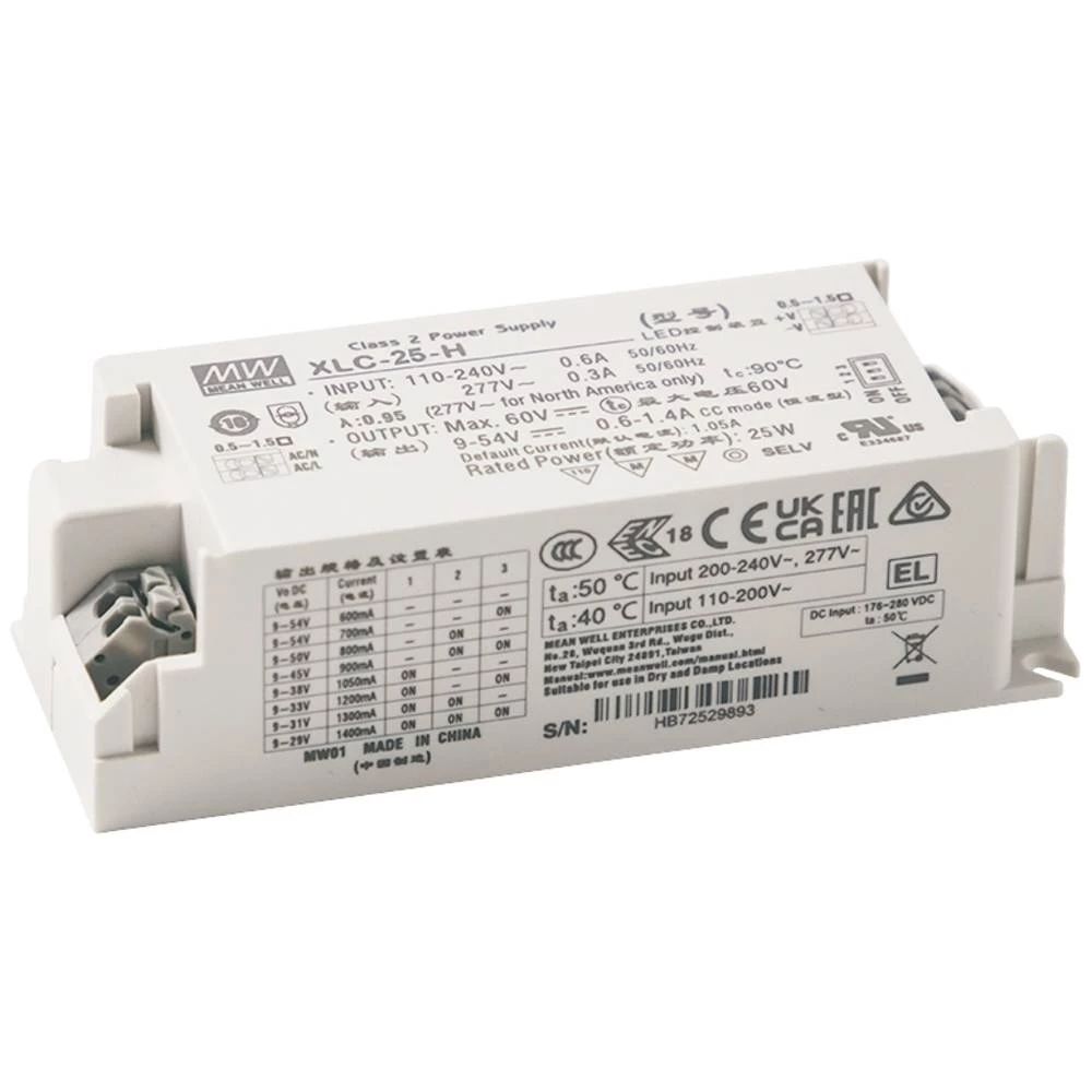 Mean Well XLC-25-H-BN LED pogonski sklop   25.0 W 0.3 - 1.1 A 9 - 54 V  1 St. slika