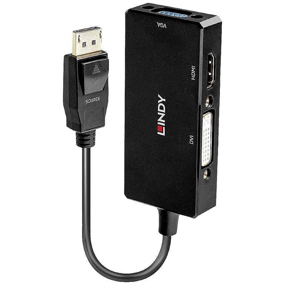 LINDY 38312 DisplayPort / DVI / HDMI / VGA pretvarač [1x muški konektor displayport - 3x ženski konektor dvi, 24 + 5 polova, ženski konektor HDMI, ženski konektor vga] crna  0.15 m slika