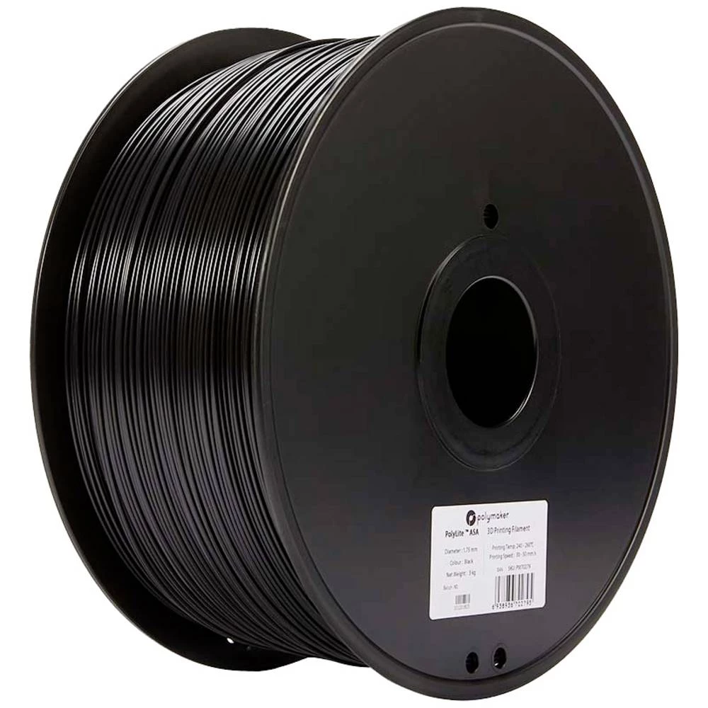 Polymaker 70279 PolyLite 3D pisač filament ASA uv otporan, zaštićen od atmosferskih utjecaja 1.75 mm 3000 g crna PolyLite™ 1 St. slika