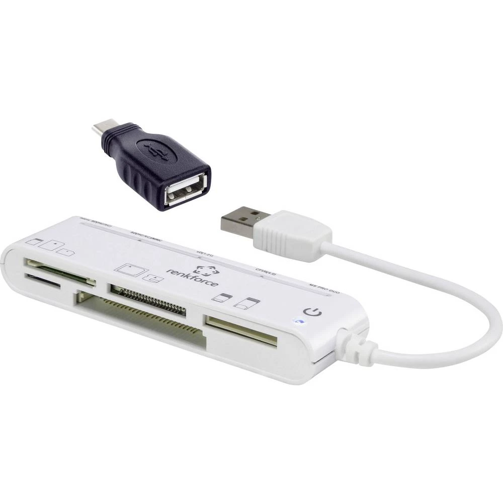 renkforce All-in-One USB-Câ&bdquo;˘ / USB2.0 čitač memorijskih kartica CR45e - za za tablete, pametne telefona i PC, bijeli slika