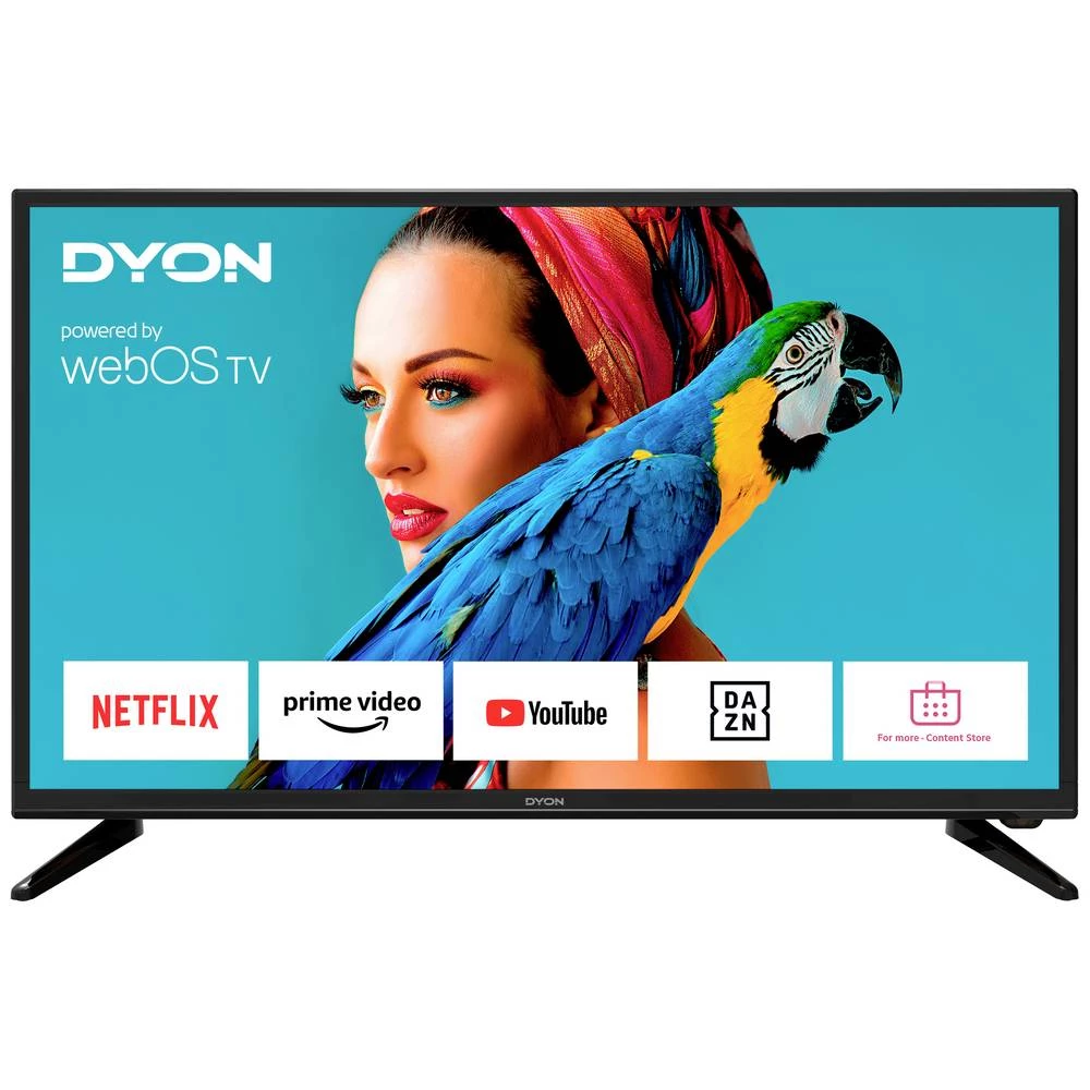 Dyon Smart 32 X-EOS LED-TV 80 cm 32 palac Energetska učinkovitost 2021 F (A - G) DVB-T2, dvb-c, dvb-s2, hd ready, Smart TV, WLAN, pvr ready, ci+ crna slika