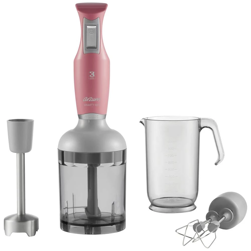 arzum AR1108-MC štapni mikser 900 W s mjernom šalicom, s posudom za miješanje ružičasta slika