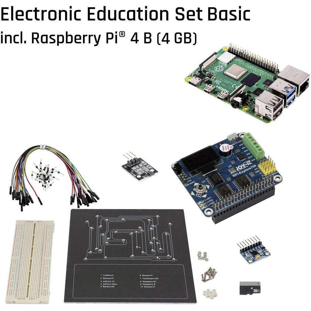 Raspberry Pi&reg; 4 B Electronic Education Set Basic 4 GB 4 x 1.5 GHz uklj. kutija za pohranu, uklj. Breadboard, uklj. senzori, slika