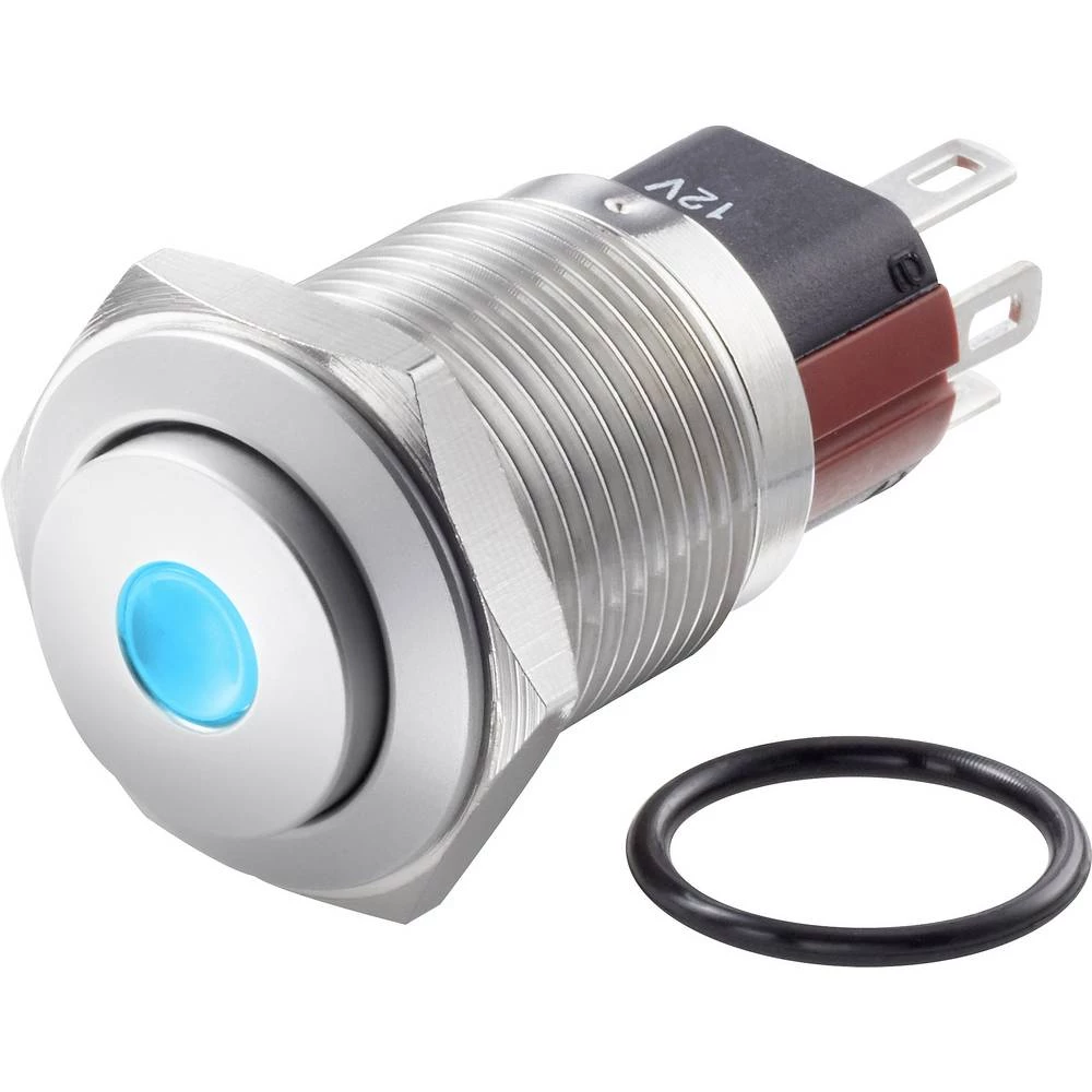 TRU COMPONENTS TC-GQ16-KH-11D/J/B/12V/S Tlačni prekidač sa zaštitom od vandalizma 48 V/DC 2 A 1 x OFF/(ON) IP65 vraća se u izspr slika