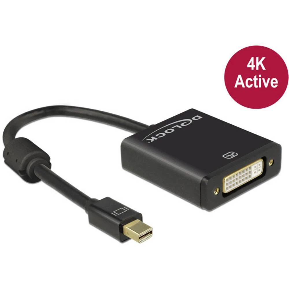 Delock DisplayPort / DVI priključni kabel 20.00 cm 62603 pozlaćeni kontakti crna [1x muški konektor mini displayport - 1 slika