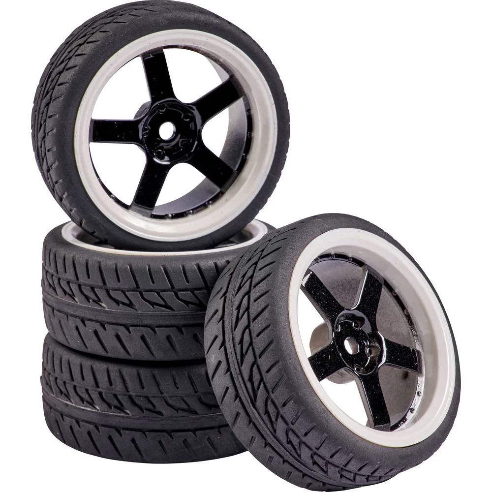 Carson Modellsport 1:10 cestovni model kompletni kotači cestovni profil 5 krakova crn A/Bijela 4 St. slika