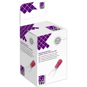 TRU COMPONENTS T2010C301 viljuškasta kabelska stopica  0.5 mm² 1.5 mm² Otvor Ø=4.3 mm izolirani dio crvena 25 St. slika