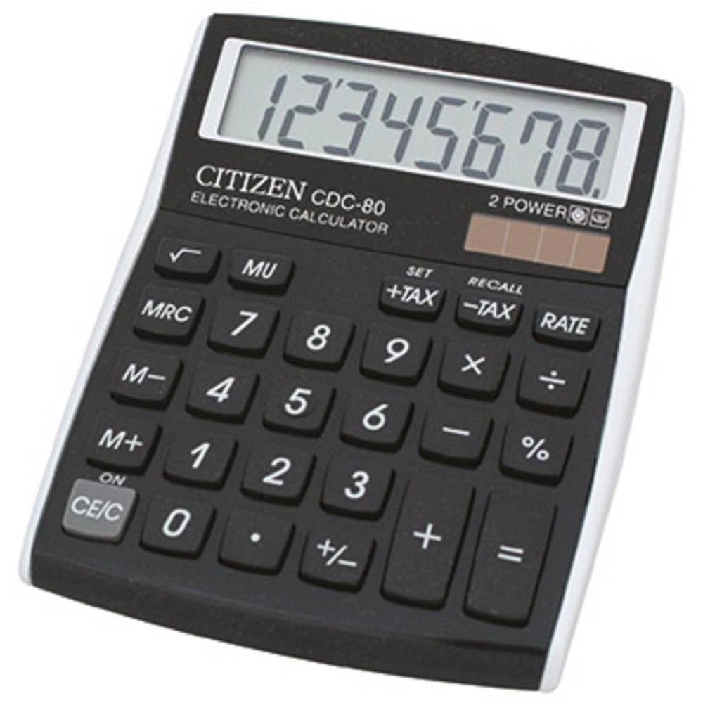 Stolni kalkulator Citizen Office CDC 80 Crna Zaslon (broj mjesta): 8 solarno napajanje, baterijski pogon (Š x V x d) 108 x 24 x slika