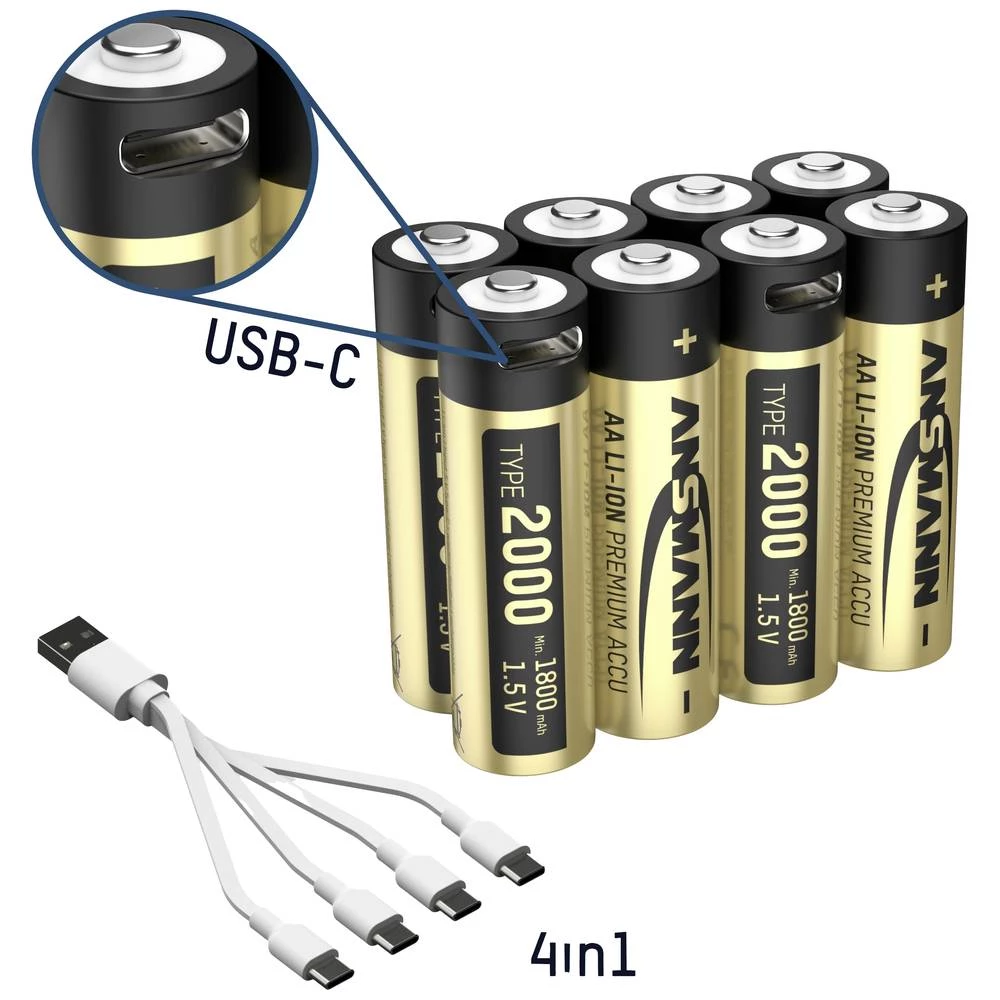 Ansmann 1312-0039 mignon (AA) akumulator litijev 1800 mAh 1.5 V 8 St. slika
