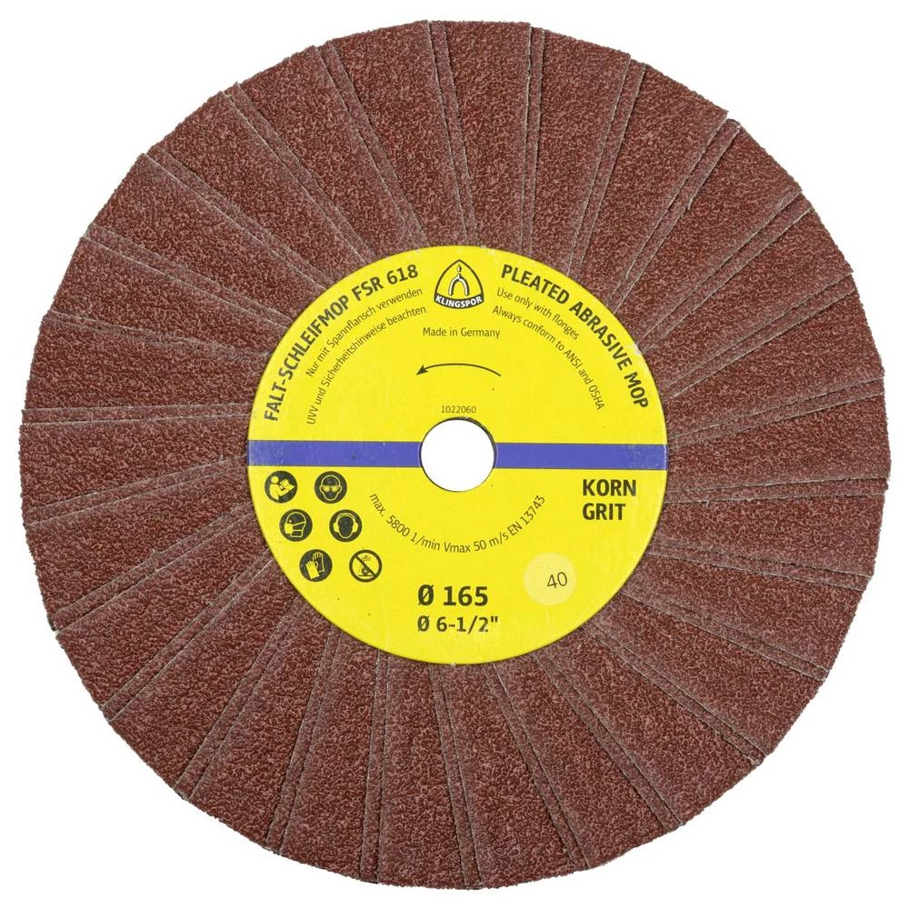 Klingspor 73994 Brusni mop kotači FSR 618, 165 x 14 mm, granulacija 120, jednoredni, 2 lamele u pakiranju promjer 165 mm slika