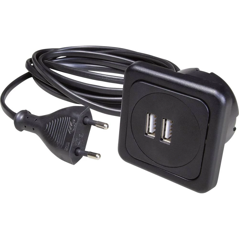 inprojal elektrosysteme 9016-004.81 2-struki USB utičnica za punjenje S USB-om IP20 Crna slika