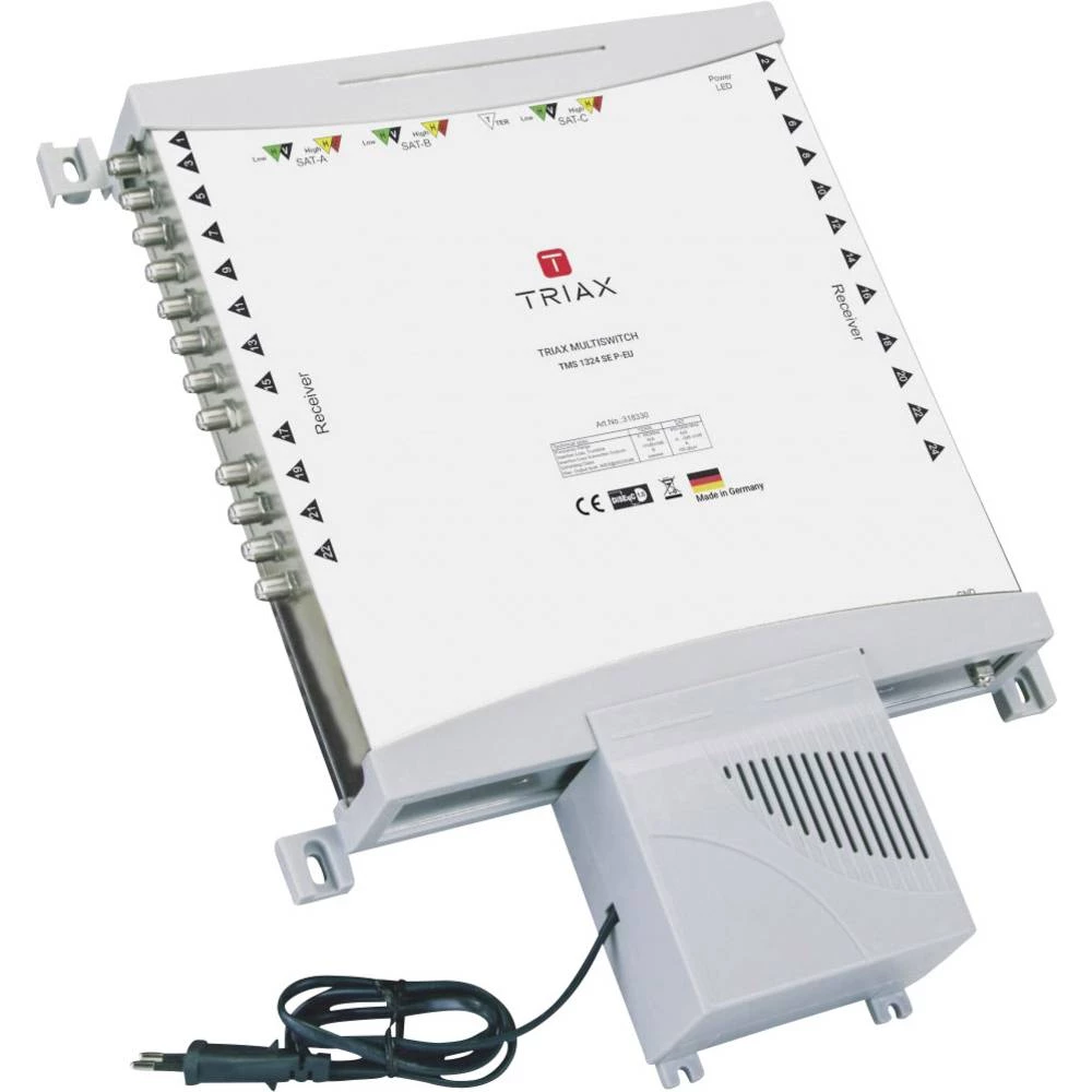 Satelitski multiprekidač Triax TMS 1324 SE P-EU Ulazi: 13 (12 Sat/1 zemaljske) Broj sudionika: 24 slika