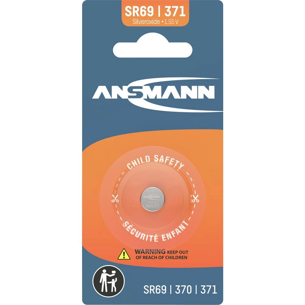 Ansmann gumbasta baterija 370 1.55 V 1 kom. 24 mAh srebrovo-oksidni Silberoxid Knopfzelle SR69 / SR920 / 370 / 371 slika