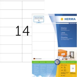 Herma 4452 univerzalne naljepnice 105 x 42 mm papir bijela 1400 St. trajno prianjanje  tintni pisač, laserski pisač, las slika