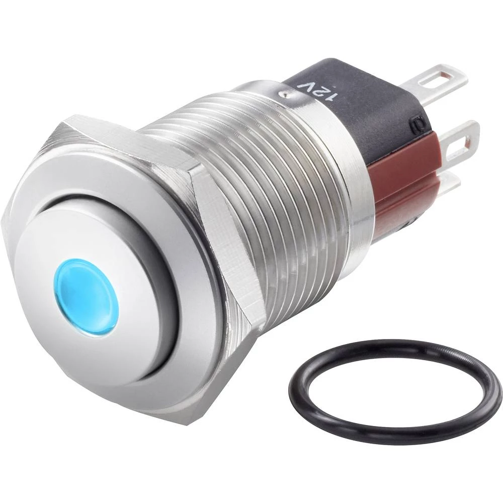 TRU COMPONENTS TC-GQ16-KH-11ZD/J/B/12V/S Tlačni prekidač sa zaštitom od vandalizma 48 V/DC 2 A 1 x OFF/ON IP65 zadržava položaj slika