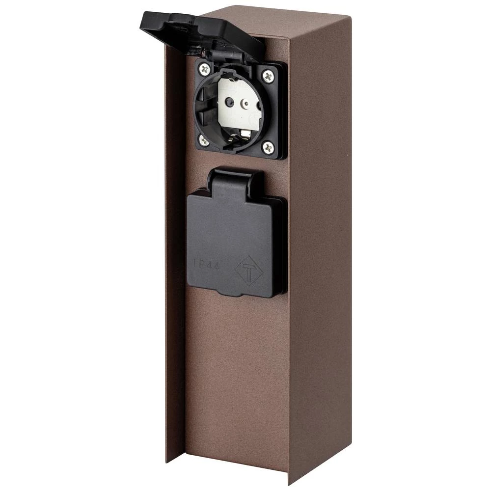 Odvažni Orio vanjski vrt utičnica (stupac utičnica) s 2-smjernim utikačem zahrđalog izgleda BOLD 10818 vrtna utičnica 2-struki hrđa bez kabla slika