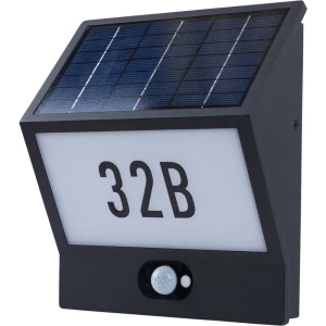Solarna svjetiljka s kućnim brojem i senzorom pokreta 3.3 W Toplo-bijela Heitronic 37150 Andrea Crna slika