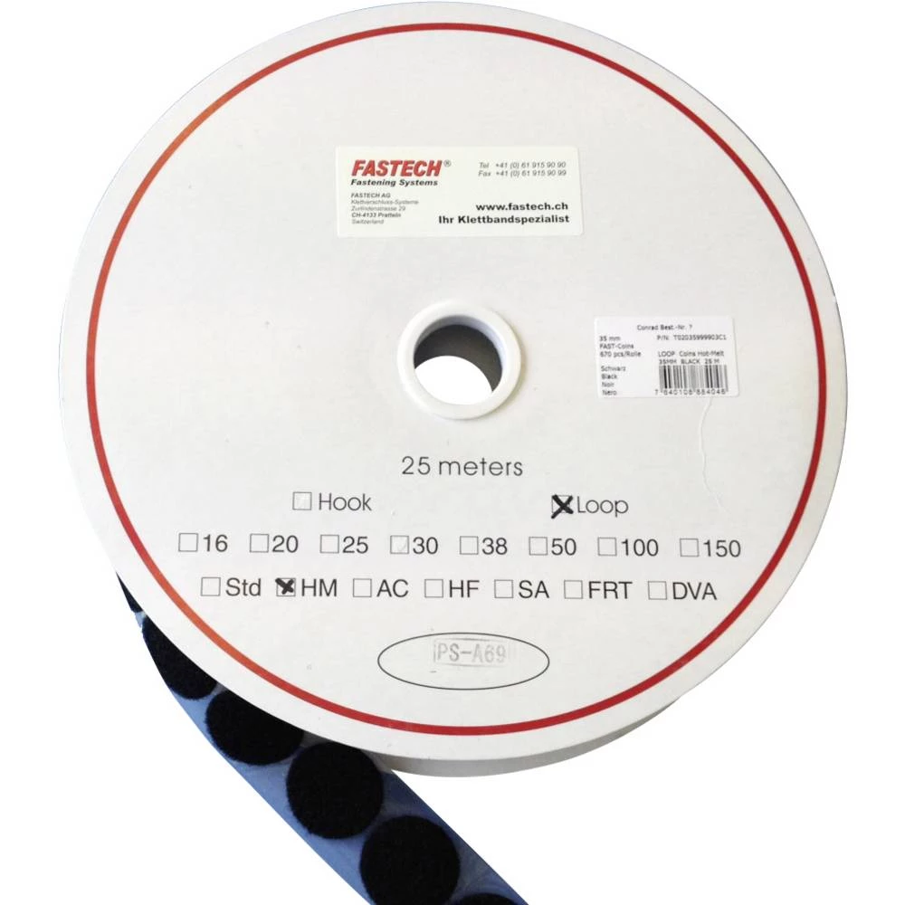 FASTECH® okrugli prianjajući nastavak za lijepljenje vrućom talinom mekana vunena roba (Ø) 47 mm crna 5 m slika