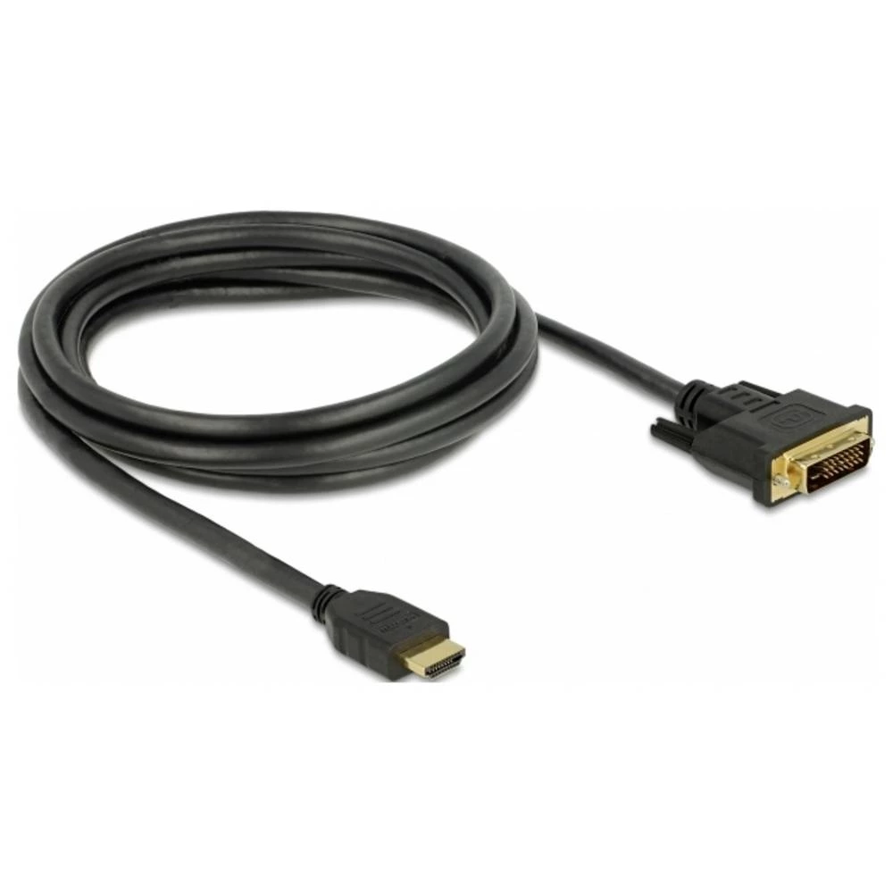 Delock HDMI / DVI priključni kabel HDMI A utikač, DVI-D 24+1-polni utikač 2 m crna 85654 trostruko zaštićen, pozlaćeni k slika