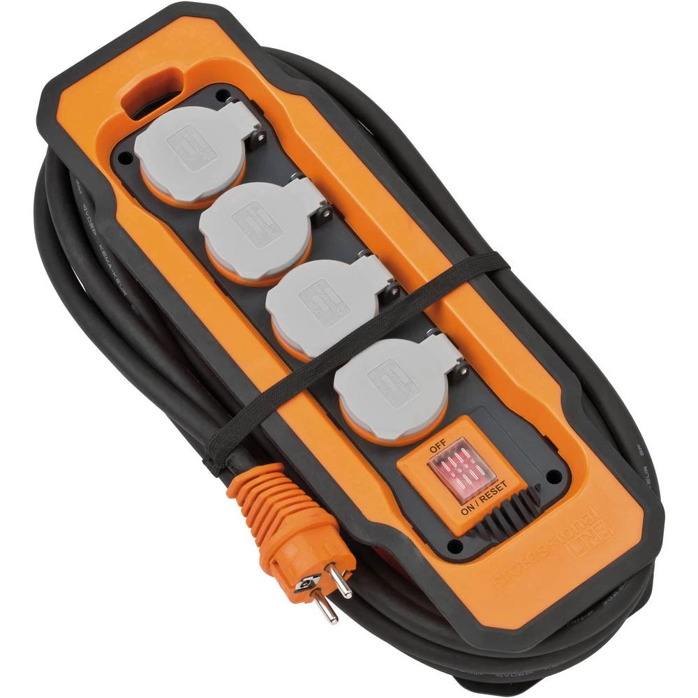 Brennenstuhl 9157450100 Razdjelna letva s prekidačem 4-struki Crna, Narančasta, Siva Utičnica slika