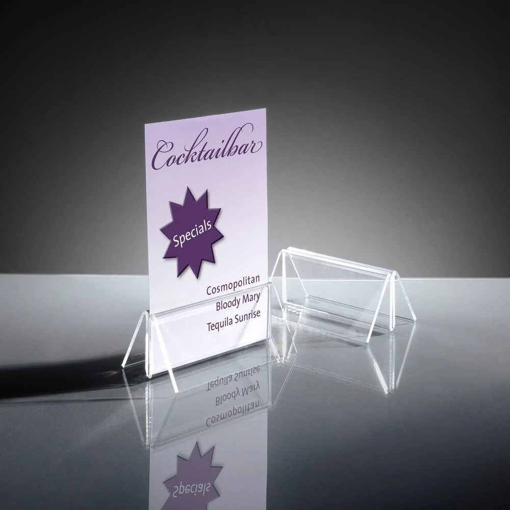 Sigel Držač kartice, Stolni stalak TA150 Oblik krova Stakleno prozirna 2 kom./paket 1 Pakiranje slika