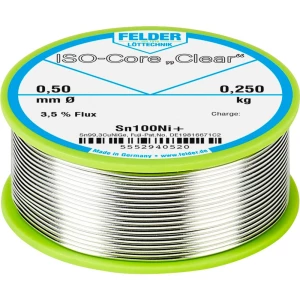 Felder Löttechnik ISO-Core "Clear" Sn100Ni+ Lemna žica Svitak Sn99.25Cu0.7Ni0.05 0.250 kg 0.5 mm slika