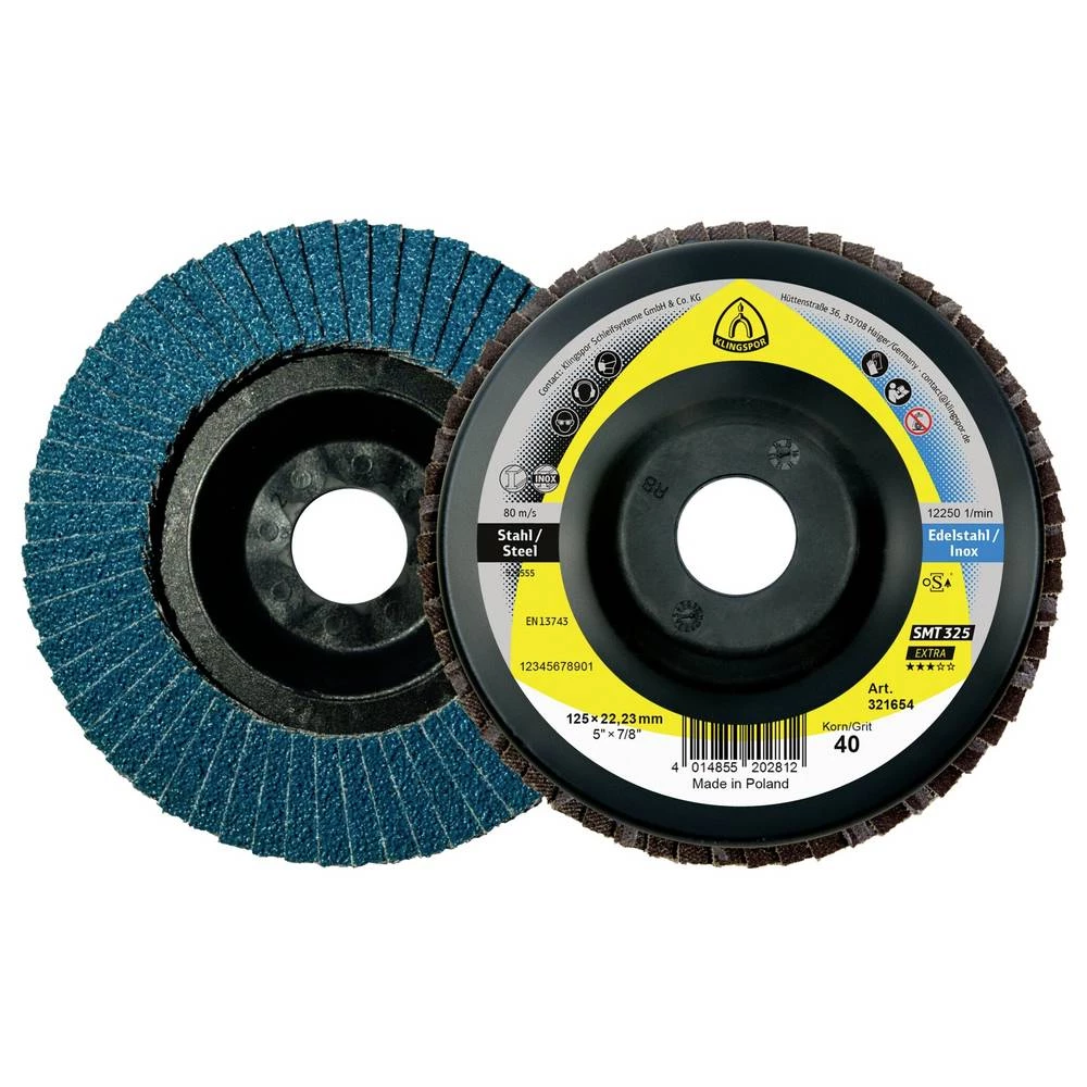Klingspor 321654 SMT 325 abrazivni lamelni disk, 125 x 22,23 mm, granulacija 40, ravni promjer 125 mm 10 kom. slika