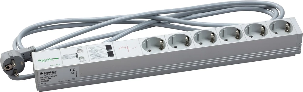 Razdjelna letva bez prekidača Aluminij boja Utičnica Schneider Electric NSYAPU19S6FT slika