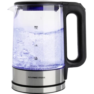 GourmetMaxx GOURMETmaxx Glas-Wasserkocher LED 1,7l 2200W Edelstahl/schwarz kabellos kuhalo za vodu žičana crna/nehrđajuć slika