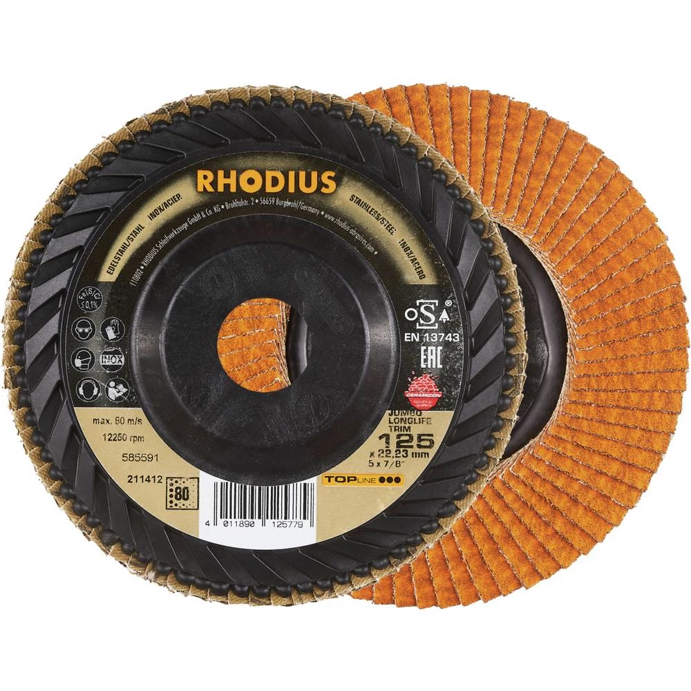 Rhodius 211412 JUMBO LONGLIFE TRIM lepezasta brusna ploča nehrđajući čelik, čelik 10 kom. slika