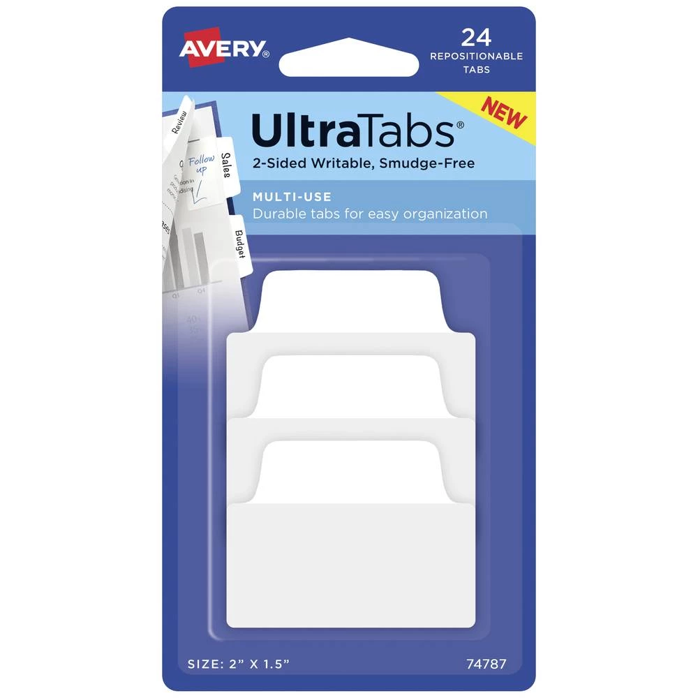 Ljepljive trake UltraTabs pisljivi jezičci, mali format Avery-Zweckform ljepljive trake 74787 bijela slika