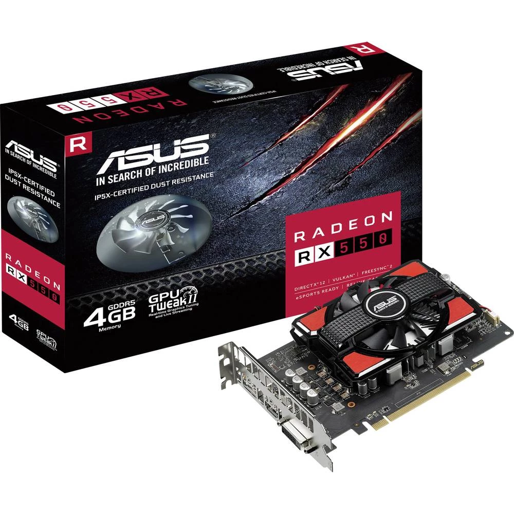 Grafička kartica Asus AMD Radeon RX 550 4 GB GDDR5-RAM PCIe x16 HDMI&trade;, DVI, DisplayPort slika
