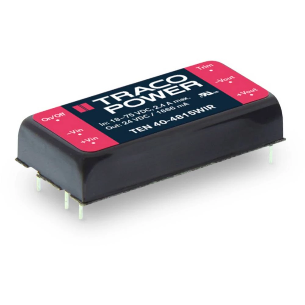 TracoPower TEN 40-2425WIR DC/DC pretvarač za tiskano vezje 48 V/DC 24 V/DC, -24 V/DC 833 mA 40 W Broj izlaza: 2 x Conten slika