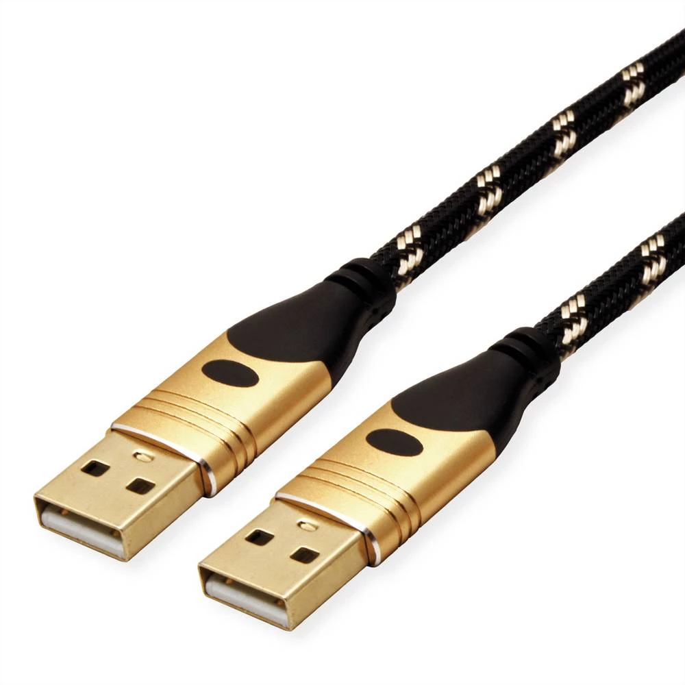 Roline USB kabel USB 2.0 USB-A utikač 3.00 m crna, zlatna sa zaštitom 11.02.8913 slika