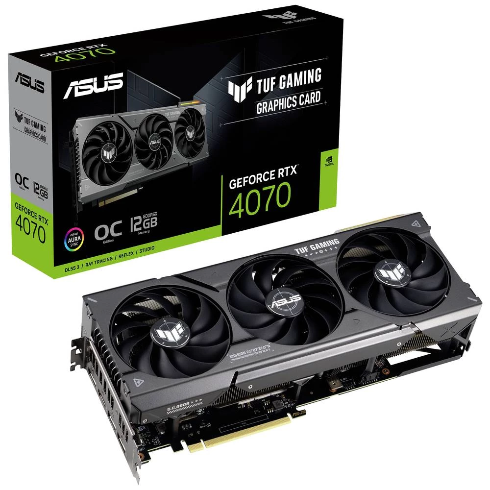 Asus grafička kartica Nvidia GeForce RTX 4070 Overclocked 12 GB GDDR6X-RAM   HDMI™, DisplayPort navijena, RGB osvjetljenje slika