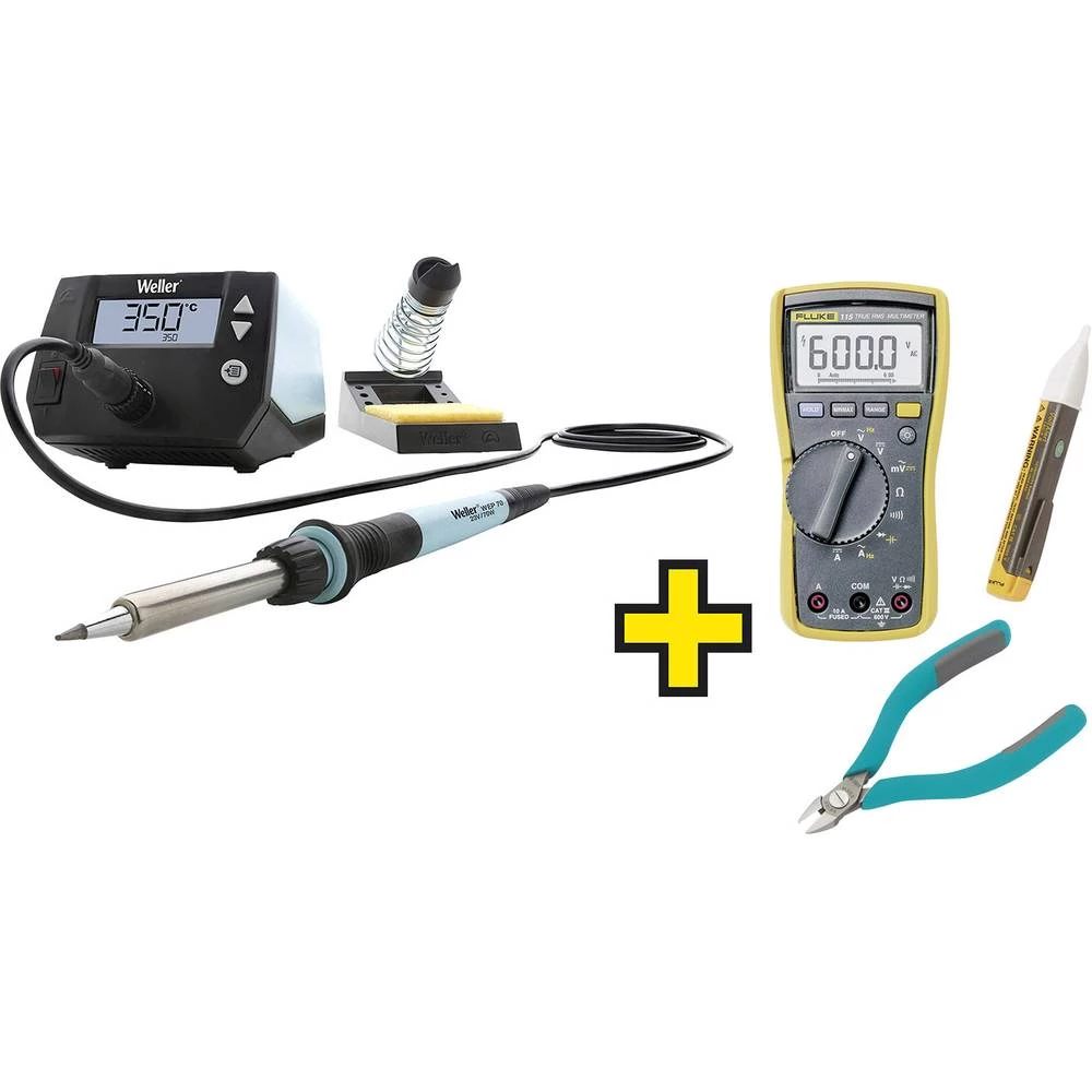 Stanica za lemljenje Prednostni set uključujući multimetar i bočni rezač digitalni 70 W Weller WE 1010 100 Do 450 °C slika