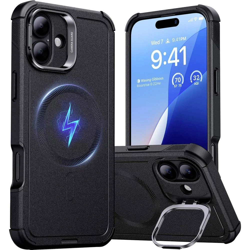 ESR Cyber Tough HaloLock Case + Stash Stand stražnji poklopac za mobilni telefon Apple iPhone 16 crna MagSafe kompatibil slika
